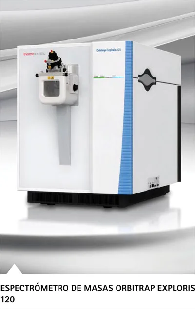 Folleto Thermo Scientific Orbitrap Exploris 120: portada con espectrómetro de masas
