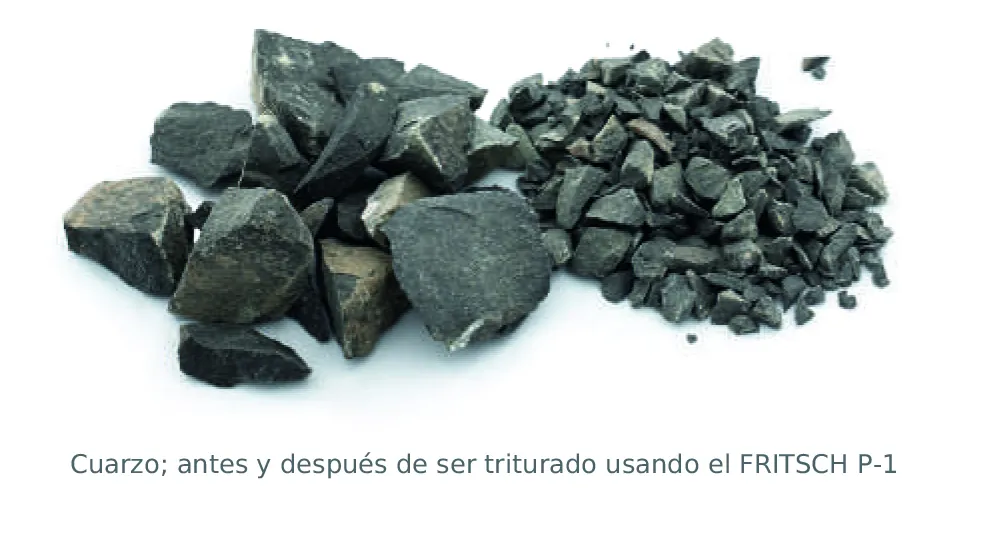 Trituradora de mandíbulas FRITSCH P-1 para primera etapa de reducción de materias primas cerámicas heterogéneas