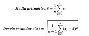 Fórmula media aritmética desvío estándar experimental