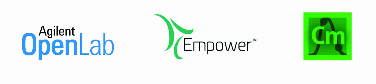 Logotipos de Agilent OpenLab, Empower y Chromeleon, sistemas de datos cromatográficos compatibles con Clarus Nova GC