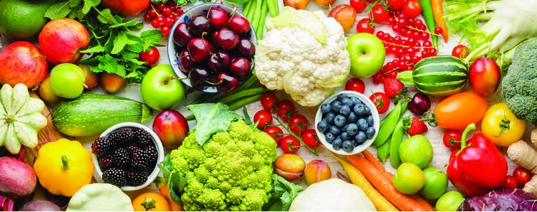 Frutas y verduras frescas variadas