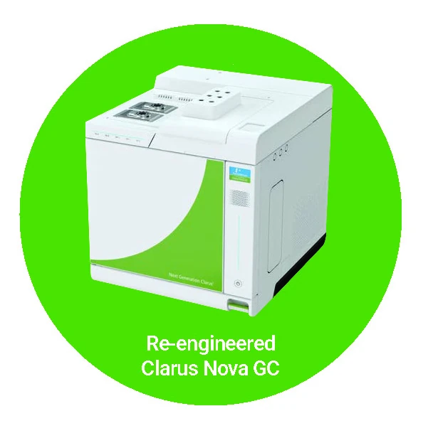 Clarus Nova GC sobre un círculo verde con el texto «Re-engineered Clarus Nova GC»