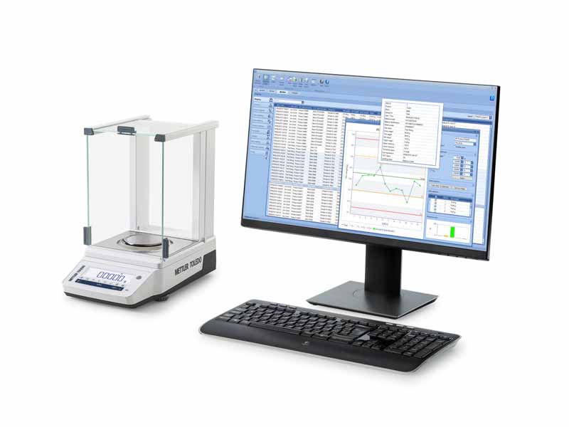 Pantalla de PC mostrando transferencia de datos desde balanza METTLER TOLEDO
