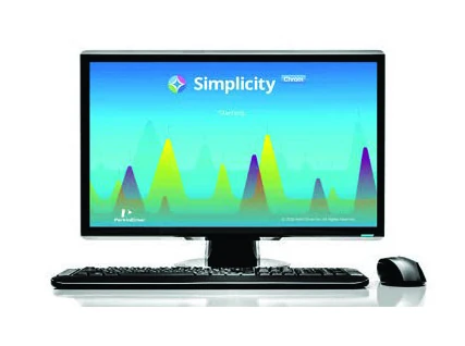 Monitor de computadora con la pantalla de inicio del software SimplicityChrom CDS