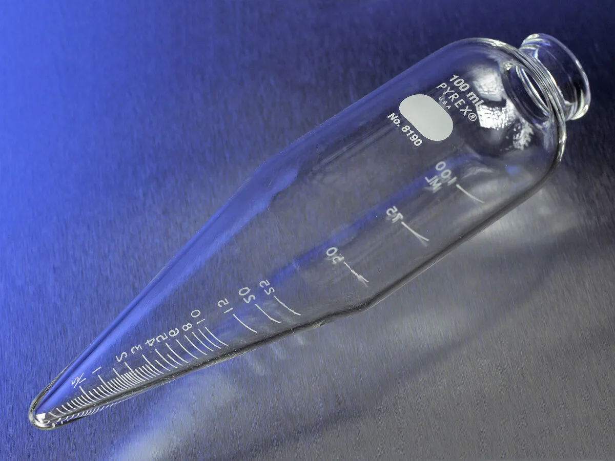 Tubo PYREX 8190 centrífuga cónico calibración contener 100 ml