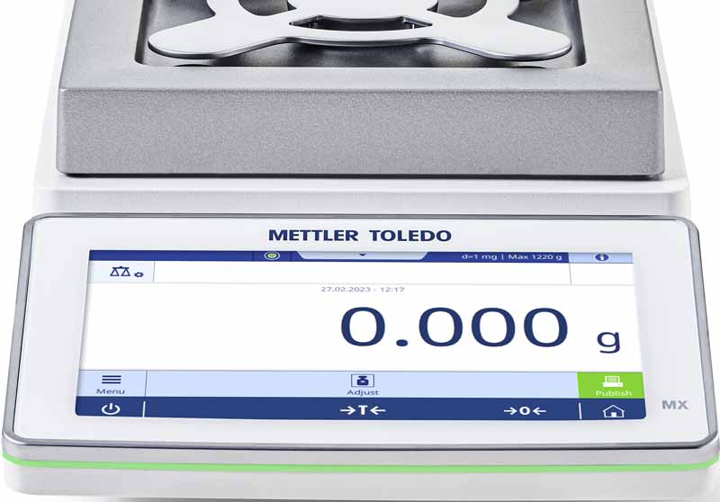 Balanza analítica METTLER TOLEDO línea MX sobre mesada de laboratorio