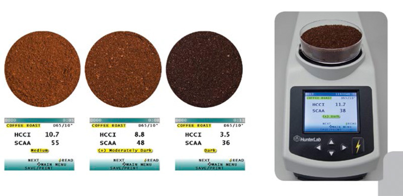 Interfaz software COLORFLEX EZ COFFEE pantalla medición color tostado café