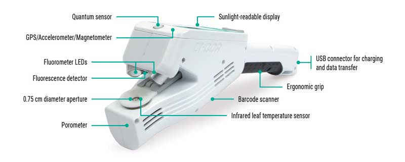 Diagrama del sistema de medición de conductancia estomática del porómetro LI-600 LI-COR