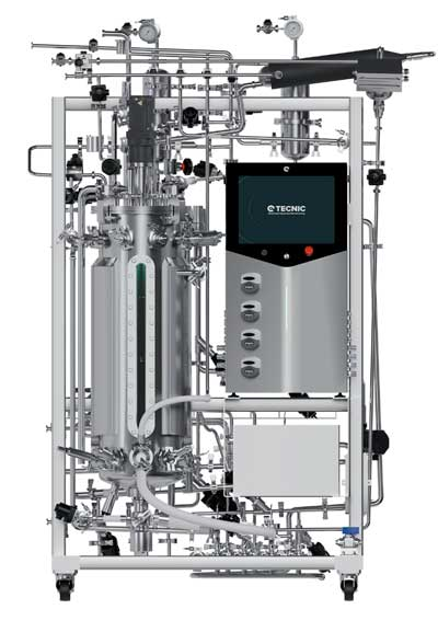 Biorreactor TECNIC ePilot de acero inoxidable con sensores digitales y pantalla táctil
