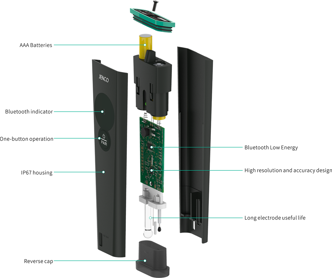 Serie de seis modelos Jenco Bluetooth: pH, ORP, conductividad, salinidad, TDS y temperatura