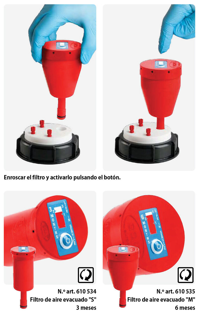 Indicador cambio filtro SafetyWasteCap tamaños L XL
